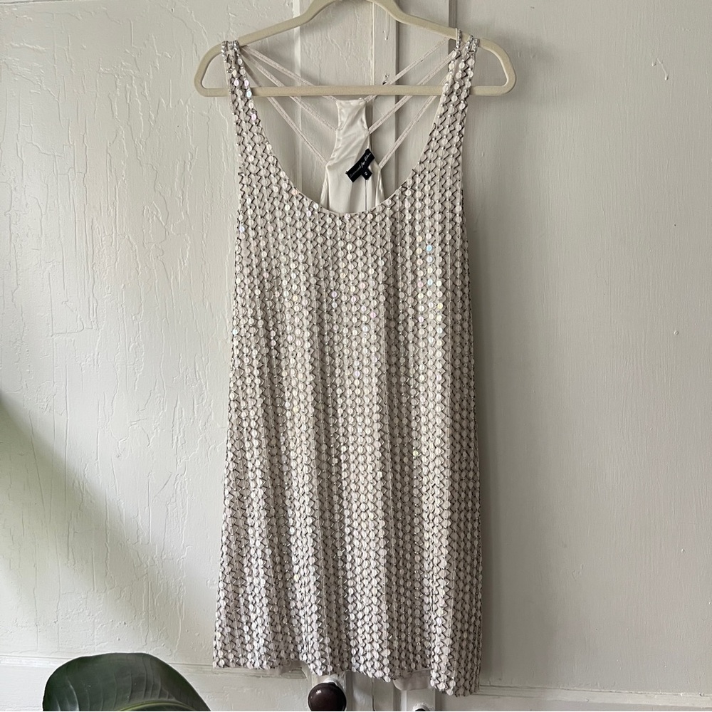 White sequin mini dress